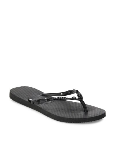 Havaianas Rubber Slim Studded Flip Flops in Black Dark Grey (Black) - Lyst