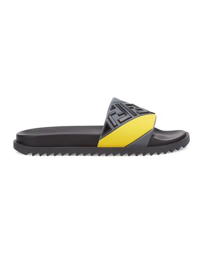 fendi diagonal logo pool slides