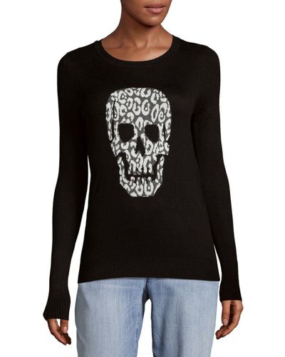 Saks Fifth Avenue Synthetic Skull Knit Sweater in Black - Lyst