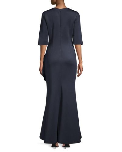 badgley mischka asymmetrical ruffle gown