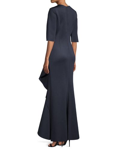 badgley mischka asymmetrical ruffle gown