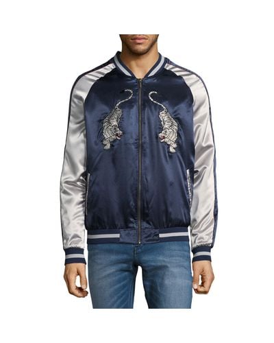 Standard Issue Synthetic Tiger Eagle Bomber Jacket in Dark Navy Silver  (Blue) for Men - Lyst