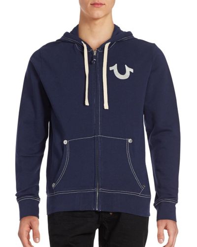 mens grey true religion hoodie