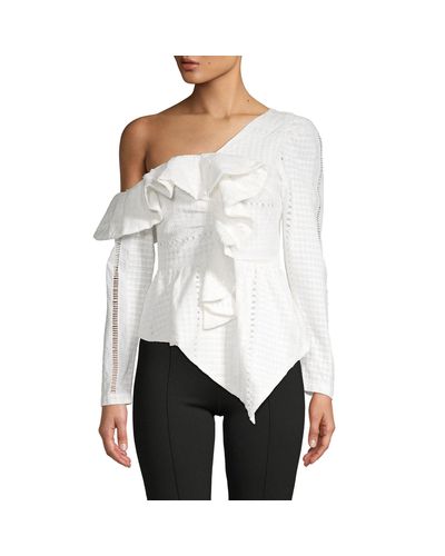 one shoulder ruffle blouse