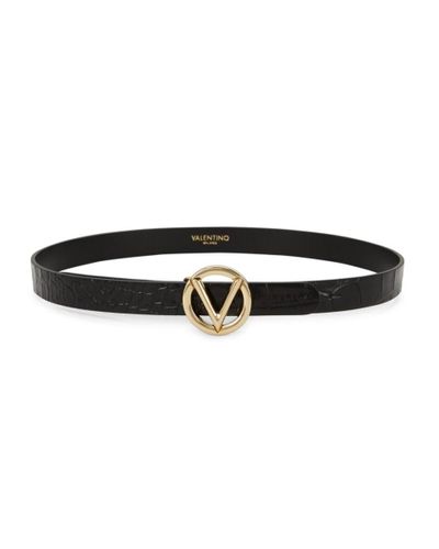 Kontinent kølig Cusco Valentino By Mario Valentino Women's Baby Croc-embossed Leather Belt -  Black - Size M - Lyst
