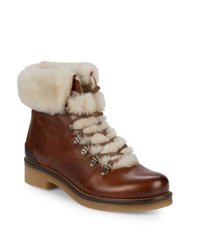 pajar gwen genuine shearling trimmed waterproof hiking boot