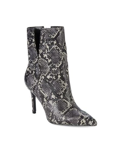 Charles David Embossed Snakeskin Leather Booties - Lyst