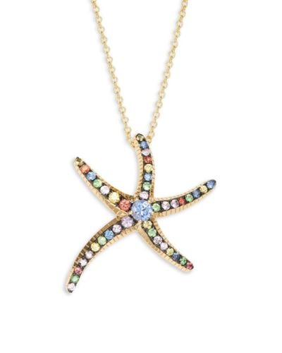 Effy 14k Yellow Gold & Multicolored Sapphire Starfish Pendant Necklace ...