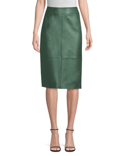 BOSS by HUGO BOSS Selrita Leather Pencil Skirt in Green | Lyst