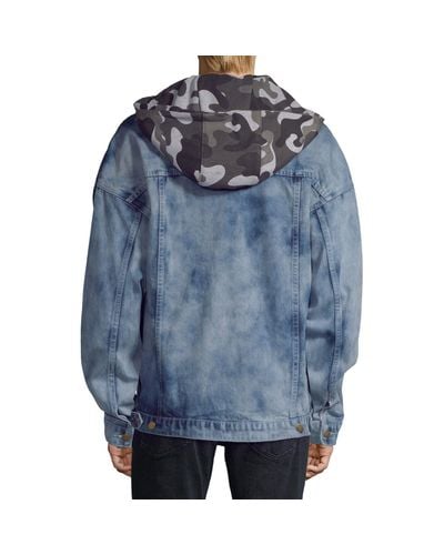 red hooded denim jacket