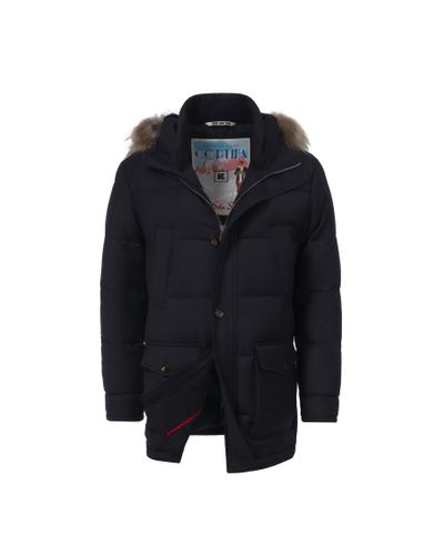 KIRED Wool And Cashmere-blend Down Parka With Fur Trimmed Hood in Dark ...