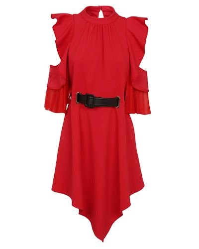 Self-Portrait Synthetic Asymmetric Jersey dress in Red - Lyst