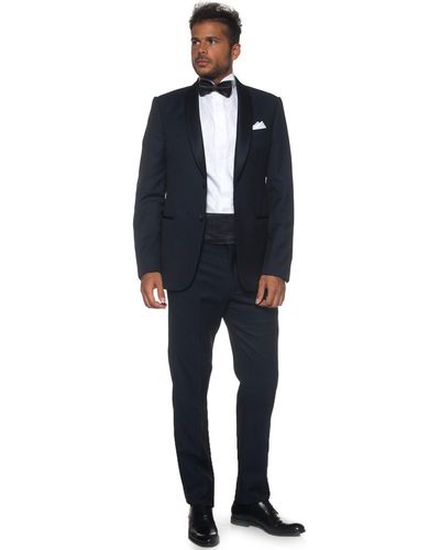 Abiti e Smoking Uomo | Abito Linea Soho slim fit half canvas in lana fil a  fil Blu | Giorgio Armani — Field and Swamp