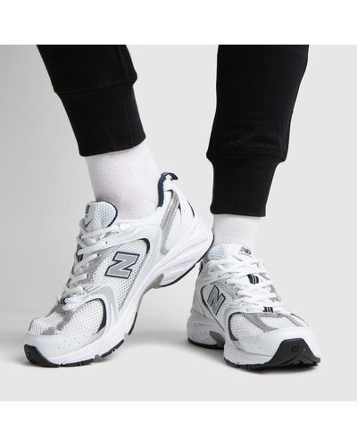 New Balance White \u0026 Silver 530 Trainers in White/Silver (Metallic) - Lyst