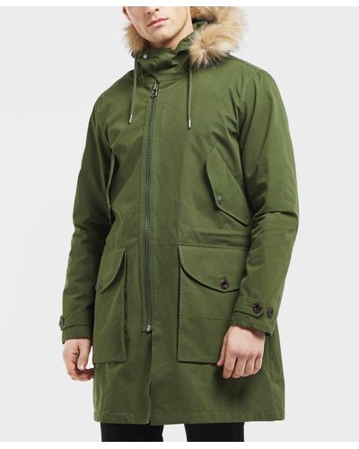 Pretty Green Cotton Hooded Parka Jacket Green for Men - Lyst