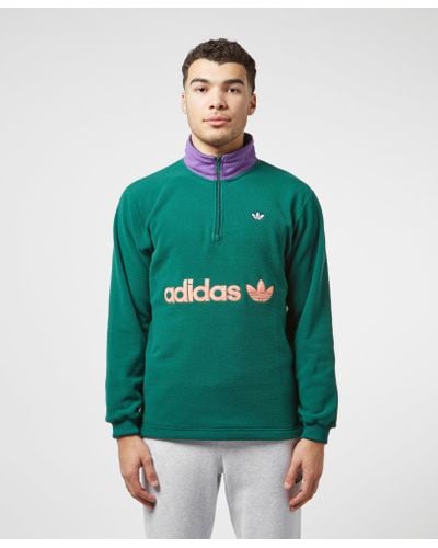 adidas Originals Half Zip Fleece in Green for Men - Lyst