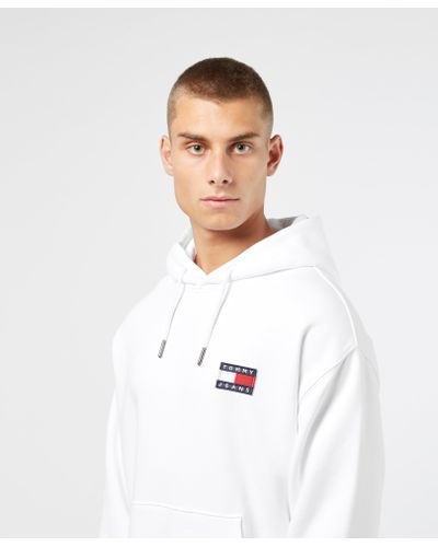 Tommy Hilfiger Cotton Tjm Tommy Badge Hoodie in White for Men - Lyst