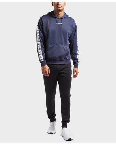 adidas Originals Fleece Overhead Tape Hoodie in Blue for Men - Lyst