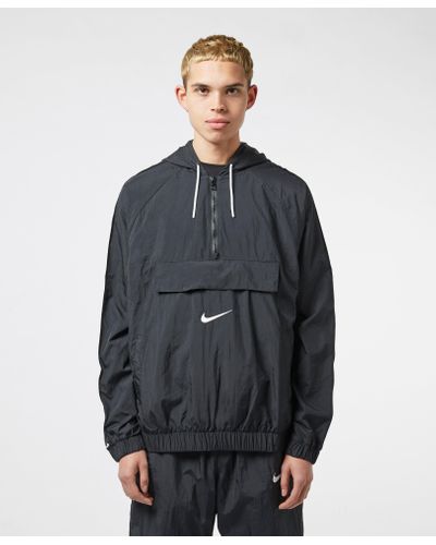 Nike Swoosh Woven Half Zip Jacket in Black for Men - Lyst