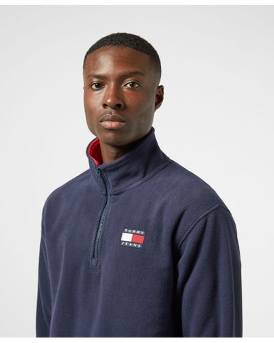 Tommy Hilfiger Badge Half Zip Polar Fleece in Blue for Men | Lyst