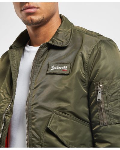 Schott Nyc Synthetic Cwu Bomber Jacket in Green for Men - Lyst