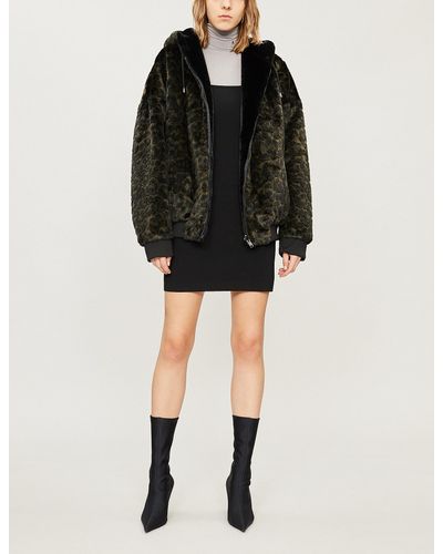 The Kooples Reversible Faux Fur Hooded, Reversible Faux Fur Hooded Coat In Black