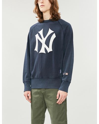 Champion X Mlb New York Yankees Logo Cotton-jersey Sweatshirt in Blue for  Men | Lyst