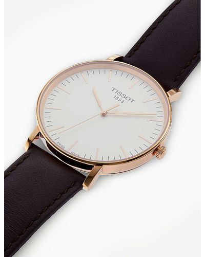 Tissot Women's Stainless Steel T109.210.36.031.00 Everytime Gold-plated And  Leather Watch in Metallic | Lyst