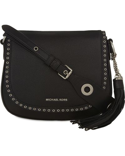 MICHAEL Michael Kors Brooklyn Leather Saddle Bag in Black - Lyst