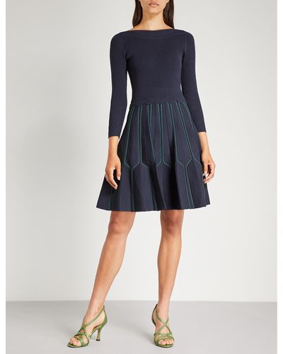 navy fit and flare dress