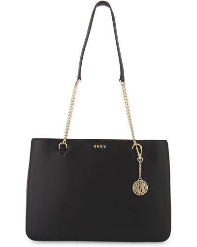 dkny black grained shoulder bolsa