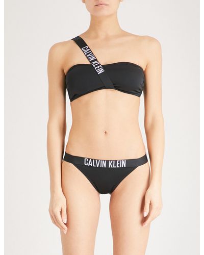 Calvin Klein Synthetic Intense Power One-shoulder Bandeau Bikini Top in  Black - Lyst