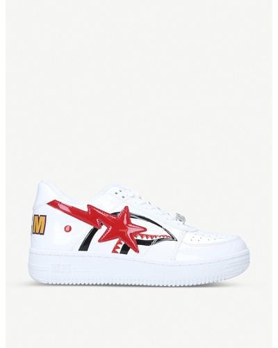 a bathing ape bapesta low white leather