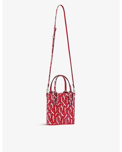 Christian Louboutin Cabata Mini Patent-leather Tote Bag in Red - Lyst