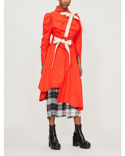 Vivienne Westwood Tramp Self Tie Wool, Wool Blend Red Trench Coat
