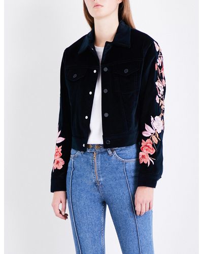 navy blue velvet jacket womens