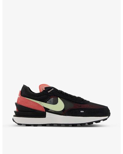 Nike Waffle One Branded Mesh And Suede Trainers in Black | Lyst