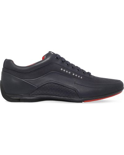BOSS by Hugo Boss Hb Racing Leather Trainers in Navy (Blue) for Men - Lyst