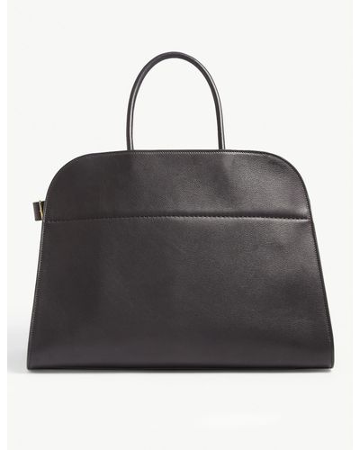 The Row Margaux Leather Tote in Black - Lyst