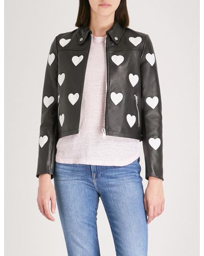 maje heart leather jacket