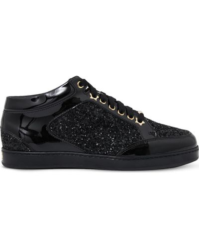 jimmy choo miami trainers black glitter