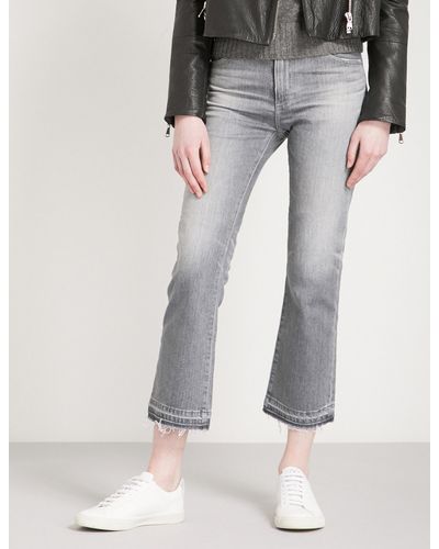 AG Jeans Denim Jodi Cropped Flared High-rise Jeans in Gray - Lyst