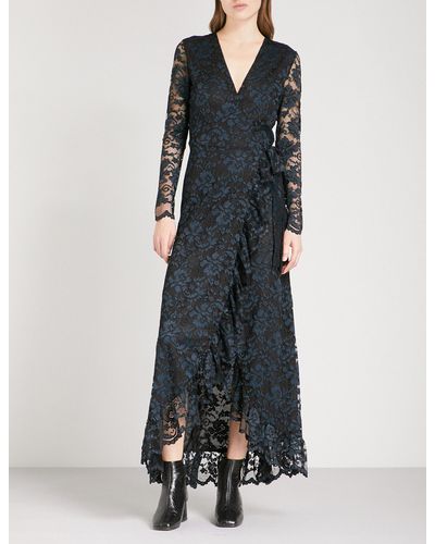 Ganni Maxi Flynn Lace Maxi Dress in Black - Lyst