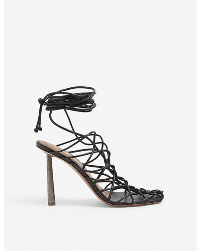 Fenty Caged In Lace-up Leather Sandals in Black - Lyst