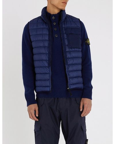 Stone Island Synthetic Padded Down-filled Gilet in Blue for Men - Lyst