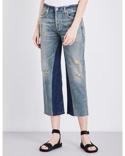 Citizens of Humanity Denim Cora Cropped High-rise Patchwork Jeans in ...