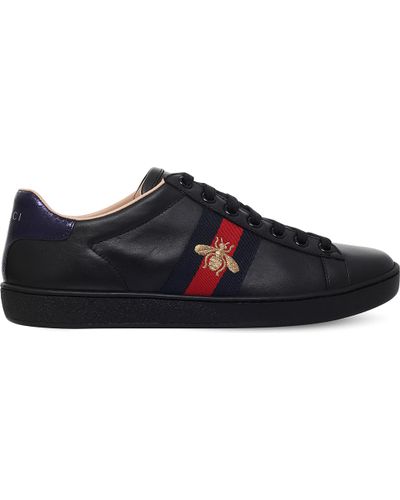 Gucci Leather Ace Bee Sneakers in Black for Men - Lyst