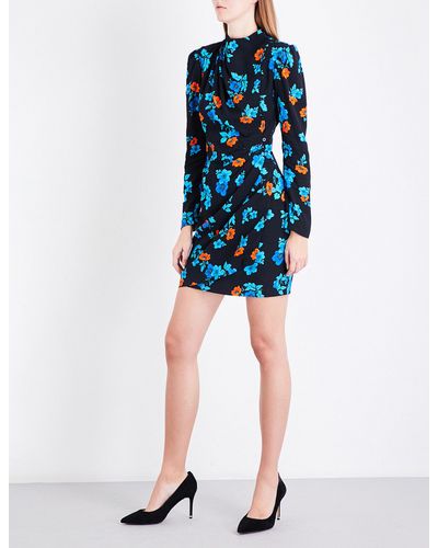Maje Ripita Floral Print Crepe Dress In Blue Lyst