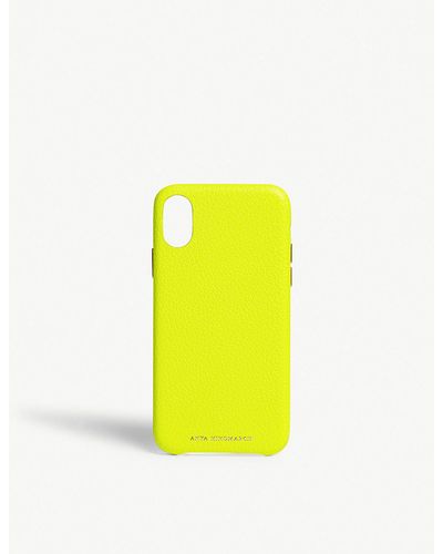 Anya Hindmarch Neon Leather Iphone X Case In Neon Yellow Yellow Lyst
