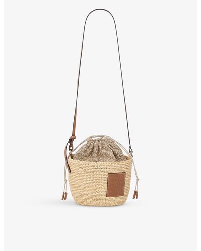 Loewe Paula's Ibiza Drawstring Raffia And Leather Cross-body Basket Bag ...